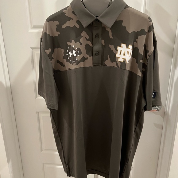 NWT Notre Dame Fighting Irish Under Armour Military Appreciation Polo (L) - Picture 2 of 6